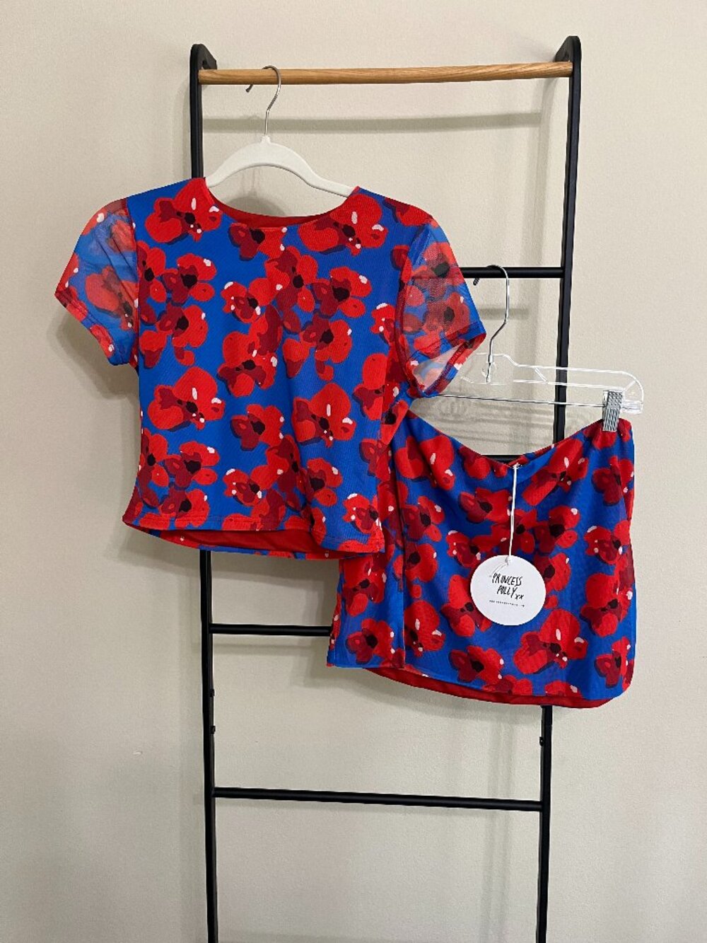Princess Polly Floral Mesh Skirt & Blouse Set Size 8 NWT NWOT Statement Co-ord